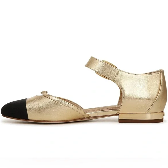 Sam Edelman Rylie Amber Gold&Black Shoes size 6.5 NWOT Leather Fabric Upper - Picture 6 of 15